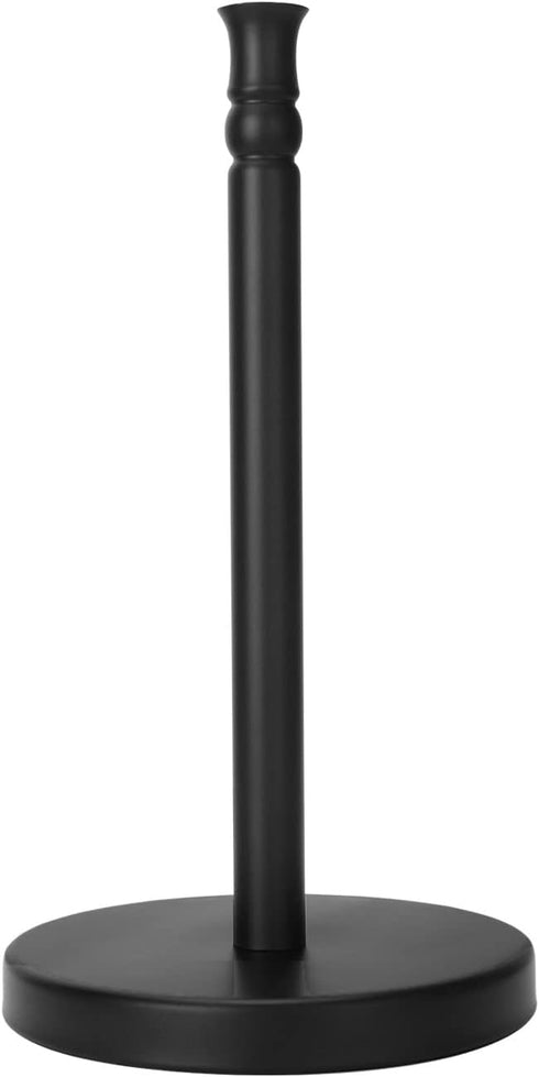 Black Paper Towel Holder Stand with Heavy Weighted Stainless Steel Base, Free Standing Holder, Matte Black