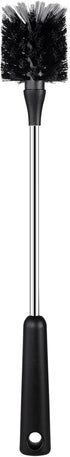 15 Inches Long Water Bottle Brush, Stainless Steel Handle Cleaner, Black Bottle Scrubber for Cup, Wine Glasses, Tumblers