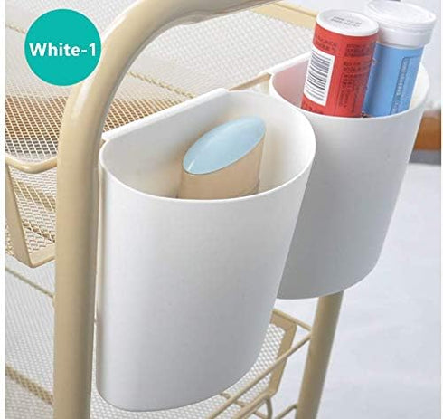 4Pcs Hanging Cup Holder, Rolling Cart Accessories, Space Saver Storage Bucket, Makeup Pencil Holder, White