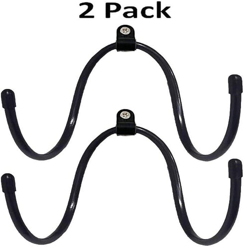 Wall Mount Towel Storage Rack Organizer Holder for Bathroom, Kitchen, Utility Room - Holds Hand Towels, Towels, Robes,Washcloths - Adjustable Metal Hooks -2/PK(Black