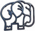 Elephant Cast Iron Trivet for Hot Pots, Kitchen & Dining Table Decor, Metal Wall Art, Black, 6.6 x 6.1 Inches