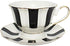 Black and White Retro Series Coffee Cup and Saucer Set - European Striped Polka Dot Mug Cake Plate