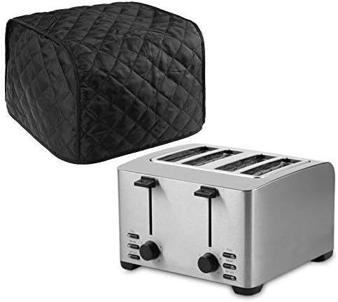 4 Slice Toaster Cover, Quilted Polyester Fabric Dust-proof Cover for Kitchen Small Appliance, Black