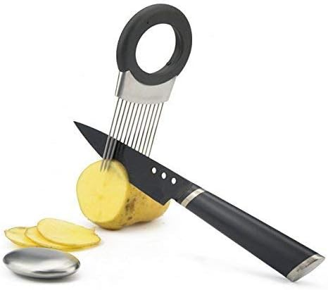 Stainless Steel Slicer Chopper, All-In-One Onion Holder for Tomato, Lime, Lemon with Odor Remover Tool