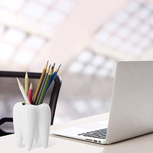 Cuteforyou Cute Cartoon Ceramic Succulent Pots, Pencil Holders, Desk Accessories, Makeup Brush Storage Stand (White