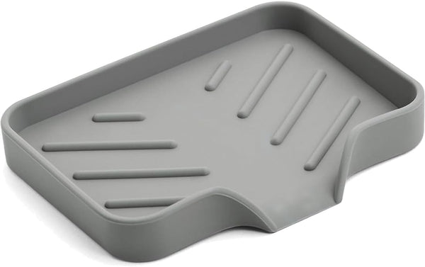 Sponge Holder with Drain Spout, Silicone Sponge Tray for Kitchen Sink, Rubber