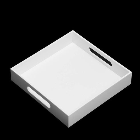Handles-10x10Inch-Serving Countertop-Makeup KEVLANG Glossy White Sturdy Acrylic Serving Tray