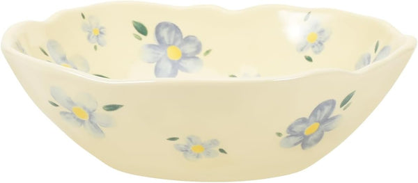 Koythin Salad Bowls, Cute Blue Flower Ceramic Bowl for Pasta, Cereal, Fruit, Soup, Dishwasher & Microwave Safe