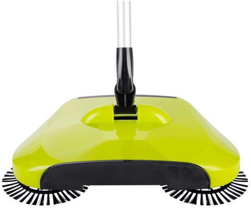 Healifty Mini Manual Sweeper 3 in 1 Carpet Cleaning Hand Push Dustpan Trash Bin Mop (Green) 360° Rotating