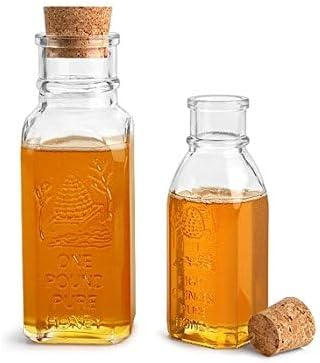 12 16 oz 1 lb 1800's Nakpunar pcs Muth Bottle Jar - Empty Honey Bottles with Cork Bottle Stopper - Reproduction Honey