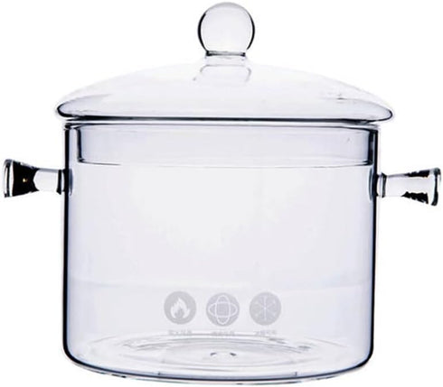 YARDWE Clear Glass Cooking Pot, Glass Saucepan for Noodles, Soup, Salad