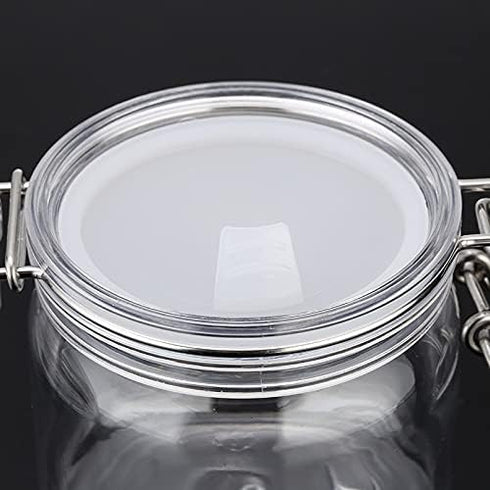 Lokusel 2 10 Oz/300ml Pcs PET Plastic Storage Jars with Airtight Hinged Lids,Durable Clear Wide Mouth canning Jars