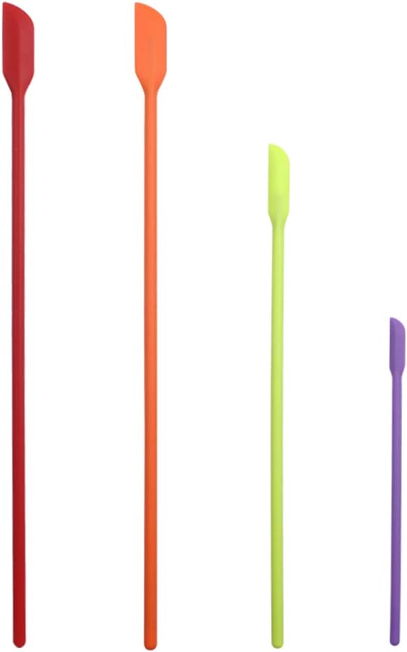 Mini Silicone Spatula for Makeup, Thin Jar Spatula for Kitchen Bottles/Cosmetic Bottles, 4-Pack (Multicolor)