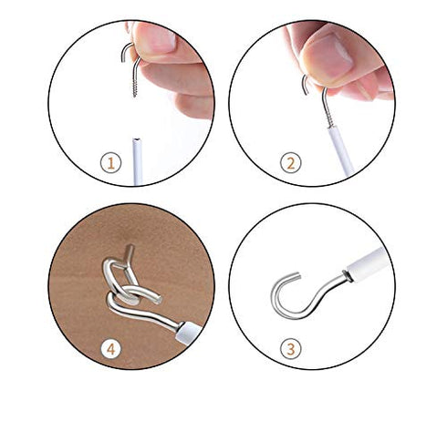 2 Pack 3 Meter White Plastic Coated Curtain Wire with 8 Pairs of Screw Eyes and Hooks for Window