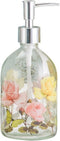 Glass Soap Pump Dispenser Floral and Butterfly, 17 Ounce by A Ting