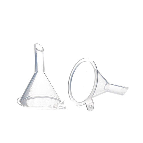 JOHOUSE 50PCS Mini Clear Plastic Funnels for Filling Small Bottles, Lab Bottles, Sand Art, Perfumes, Oils, Spices,