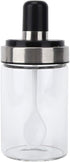Glass Spice Jars, Transparent Seasoning Bottle Container with Visible Cover Spoon for Kitchen
