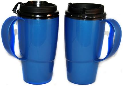 GAMA Electronics 2 Insulated ThermoServ Coffee Mugs, 16 oz, Blue