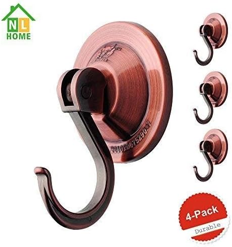 Suction Cup Hooks, 4-Pack Vacuum Wreath Hangers for Flat Smooth Wall Surface in Copper