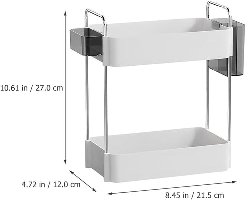2-Tier Adjustable Countertop Organizer Tray, Dual-Level Spice Rack and Cosmetic Storage for Kitchen Cabinet & Pantry