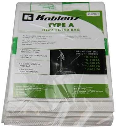 Koblenz Type A Disposable Paper Bags #45-0766-1 HEPA