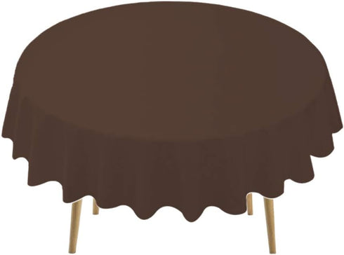Brown Plastic Tablecloths 2 Pack Disposable Table Covers 84 Inch Circle Bridal