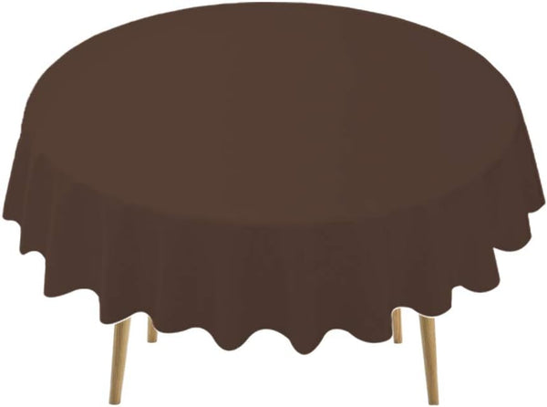 Brown Plastic Tablecloths 2 Pack Disposable Table Covers 84 Inch Circle Bridal
