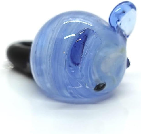 Mouse Micro Tiny Figurines - Hand Blown Glass Art Animals Collectible Gift Home Décor (Blue Cartoon)