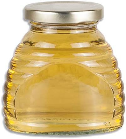RetroPak 3 oz. 24 Glass Skep Jar for Honey ct. w/metal lids - choose design (Gold)