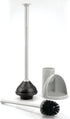 mDesign Hidden Plunger and Brush Set for Toilet Bowl, Modern Toilet Brush and Plunger Combo with Holder Caddy (Aura