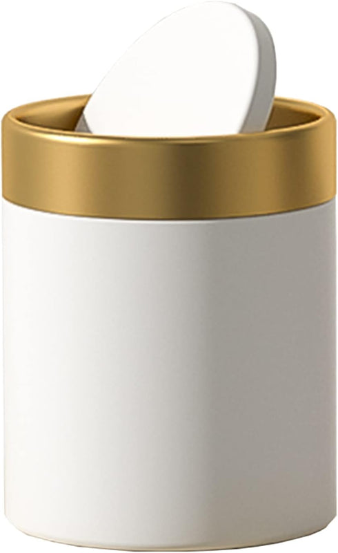 Small Trash Can with Lid - Mini Desk Trash Can, 1.5 Liter / 0.4 Gallon Metal Garbage Can for Countertop Coffee Bar,