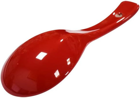 6 pcs Red Round-Bottom Soup Spoons - Asian Porcelain Ceramic Rice Spoons for Home Kitchen and Restaurant