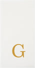 15.8 7.9 Inch 50 Luxenap X Linen-Feel Guest Towels, Lettered Hand Towels - Gold Letter 'G', Sans Serif Font, White