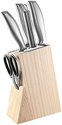 Wooden Knife Block Countertop Knife Holder with Scissors-Slot for Kitchen