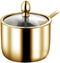 Gold Stainless Steel Sugar Bowl, Spice Jar Seasoning Pot with Lid and Spoon