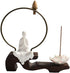 Kingzhuo White Ceramic Cute Sitting Buddha Statue, Beautiful Praying Hands Meditation Monk Figurine, 4'' Tall