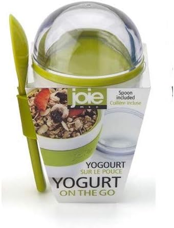 Backpacks, Joie Yogurt On The Go Portable Cup with Snap-On Spoon, Reusable Container with Separate Compartment