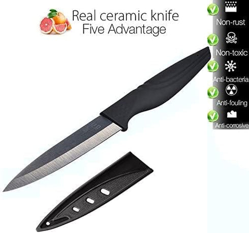 Steak Knives Set of 6 - Extremely Sharp Kitchen Ceramic Black Blade Knives