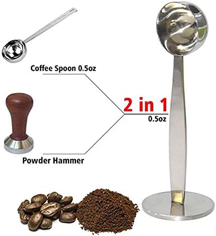 Espresso Scoop with Tamper - 2 In 1 Stainless Steel Coffee Spoon for Measuring and Tamping