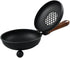 4.72-Inch Black Iron Incense Burner with Wooden Handle and Folding Lid Premium (Diameter) Censer for Burning Incense