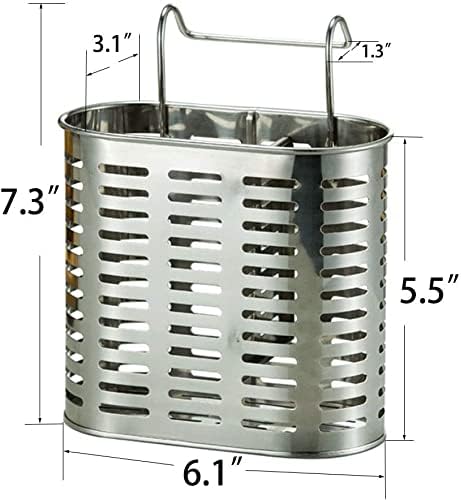 kaileyouxiangongsi Stainless Steel Hanging 2 Compartments Mesh Utensil Drying Rack/Chopsticks/Spoon/Fork/Knife Drainer Basket Flatware Storage Drainer by kaileyouxiangongsi
