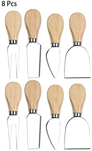 GLE2016 8 Set PCS Cheese Knives, with Wood Handle Stainless Steel Cheese Slicer Cheese Cutter,include:Mini Knife