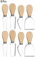 GLE2016 8 Set PCS Cheese Knives, with Wood Handle Stainless Steel Cheese Slicer Cheese Cutter,include:Mini Knife