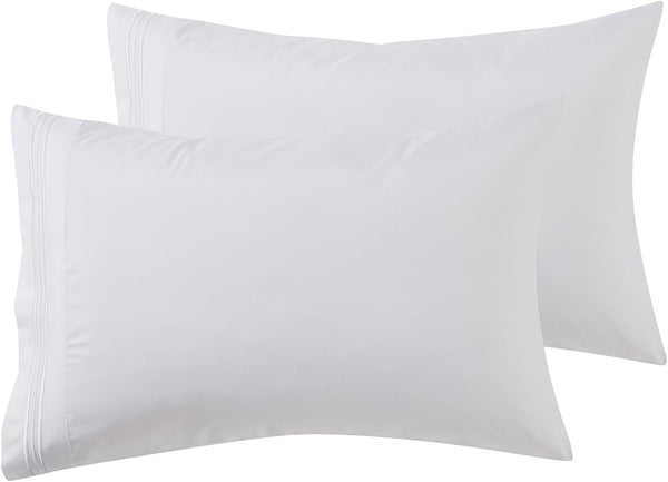 Nestl White King Pillow Cases - 20x40 Inches, Soft Microfiber, Envelope Closure, Set of 2