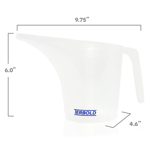 Funnel Pitcher with Spout 2pc Set, 1 Liter Plastic Measuring Pitchers for Cake and Pancake Dispenser