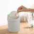 Tiny Trash Can with Swing Lid, Plastic Desktop Mini Waste Can, White