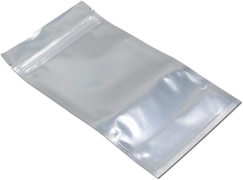 FERENLI 100 Pieces Clear Front Zipper Lock Resealable Aluminum Mylar Foil Bags for Long Term Food Storage, 3.5x5.5 inch