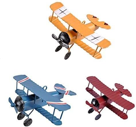TTKBHHQ 3pc Vintage Metal Planes Model Iron Retro Aircraft Glider Biplane Pendant Model