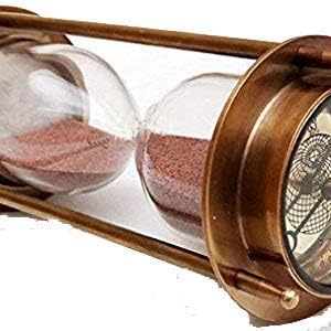 7" Nautical Brass Sand Timer Hourglass with Maritime Brass Compass