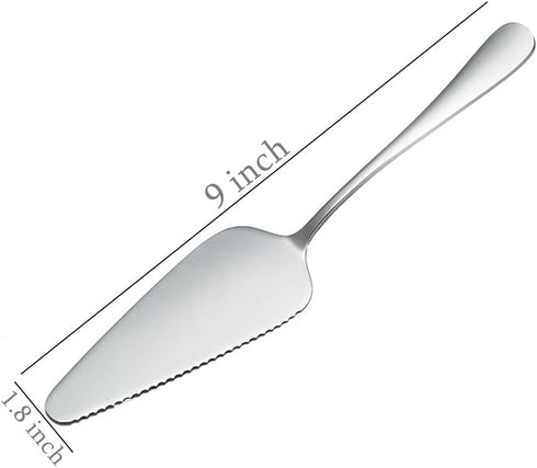 Stainless Steel Cake Server Pack of 10, Triangular Spade Spatula with Serrated Edge for Pizza and Baking, Silver
